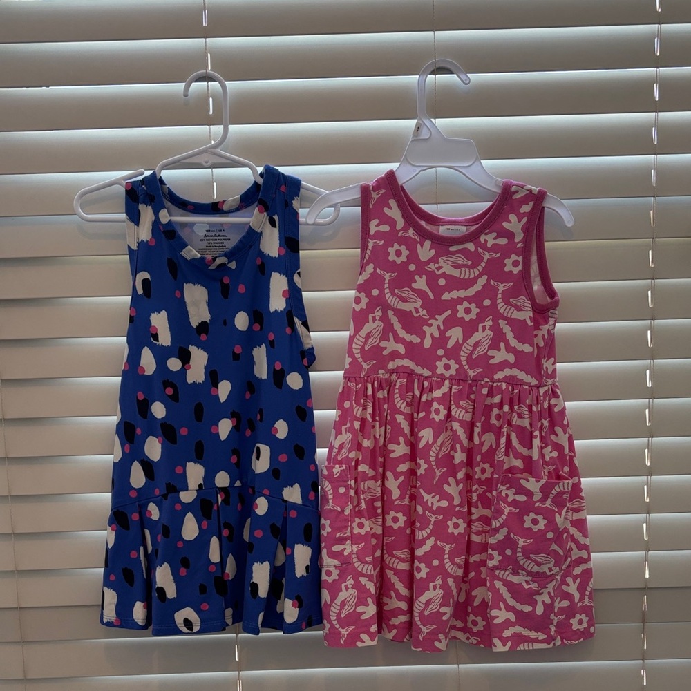 Hanna Andersson Blue Abstract Spot & Pink Mermaid Sleeveless Dresses
